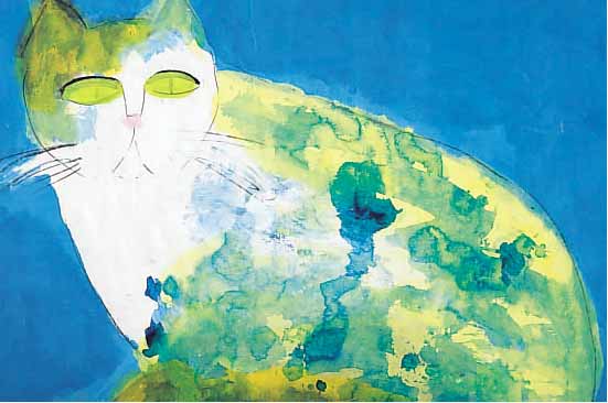 TING, WALASSE, GEB. 1929, KATZE, GOUACHE AUFPAPIER, RE. U. JAPANISCHER SIGNATURSTEMPEL, CA. 46 X 57 CM, PP, U.GL., R.