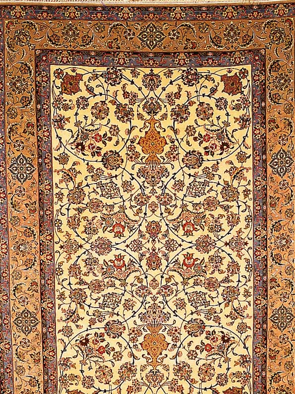 Esfahan fein,Persien ca 306 x 204 cm. Korkwolle m.u.auf Seide.ca 900.000 Kn/qm.