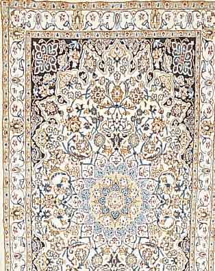 Nain,Persien ca 205 x 117 cm. Flor Wolle mit Seide.