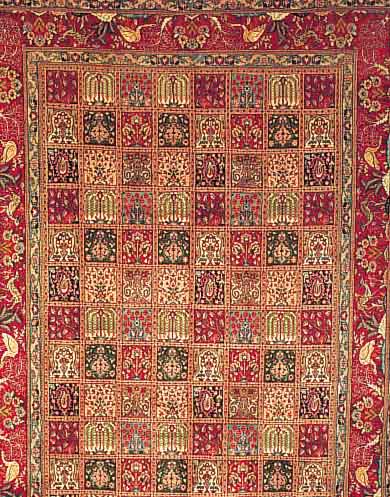 Mid,Persien ca 293 x 198 cm. Flor Wolle mit Seide.