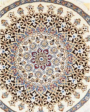 Nain,Persien.Durchmesser ca 82 cm. Flor Wolle mit Seide.