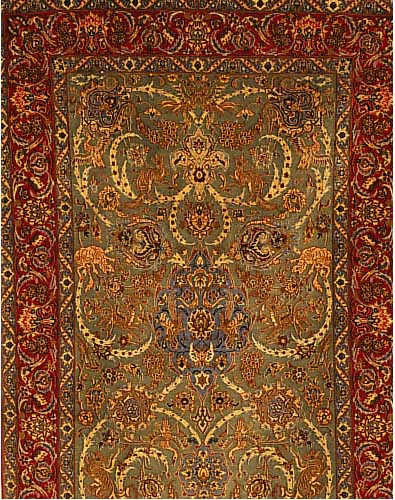 Esfahan fein,Persien ca 169 x 110 cm. Korkwolle mit Seide.ca 900.000 Kn/qm.