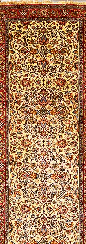 Esfahan fein sign,Persien ca 395 x 87 cm. Korkwolle auf Seide.ca 900.000 Kn/qm.