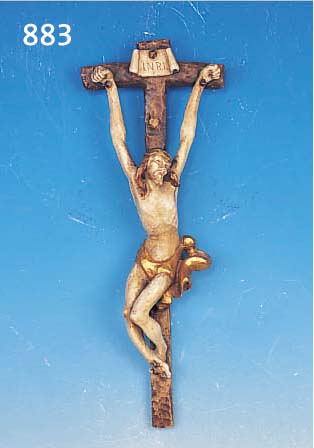 KRUZIFIX, 20. JH., LINDENHOLZ GESCHNITZT, BUNT GEFAßT, H. 58 CM