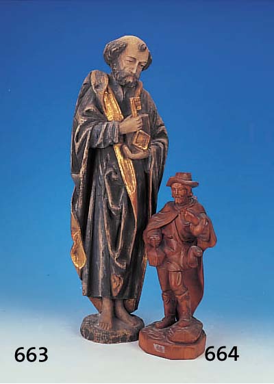 HEILIGENFIGUR, 20. JH., PETRUS, LINDENHOLZ GESCHNITZT, BUNT GEFAßT, H. CA. 68 CM