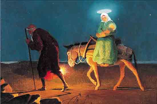 FRIEDRICH, DEUTSCHER MALER, ANFANG 20. JH., FLUCHT AUS ÄGYPTEN, ÖL/MALKARTON, SIGNIERT, 21.5 X 27 CM, RAHMEN