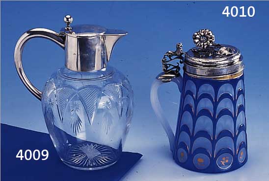 DECKELHUMPEN, BöHMEN/DäNEMARK, DAT. 1864, MEISTERMARKE A. DRAGSTED, HOFJUWELIER, GLAKORPUS BöHMEN, OPALINGLAS GESCHNITTEN UND ...