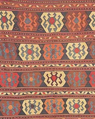 SCHIRWAN-KELIM, PERSIEN, 253 X 161CM, EHZ 4WOLLE AUF WOLLE, UM 1910, KL.LöCHER