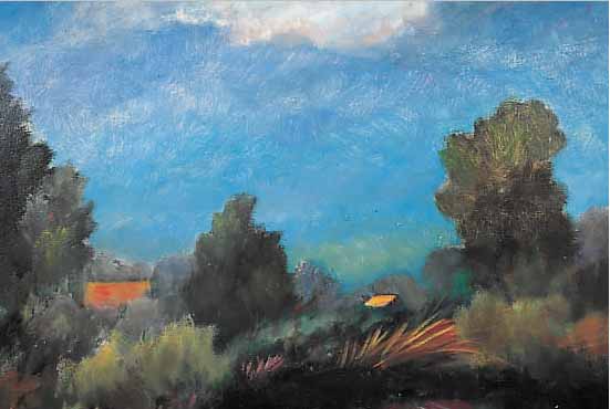 DODENHOFF, HEINZ, 1889 TARMSTEDT-1981 WORPS- WEDE, ABZIEHENDES WETTER, ÖL/HARTFASER, RE. U. SIGN., ENTSTANDEN IN DER WORPSWEDER ZEIT, CA. 50 X 70 ...