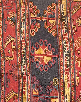 SHAHSAWAN, MAFRASCH STIRNS. 57 X 50CM, EHZ4WOLLE AUF WOLLE, UM 1900