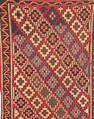 KUBA-KELIM, RUSSLAND, 190 X 163CM, EHZ 4-5 WOLLE AUF WOLLE, UM 1900