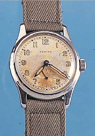 ZENITH HERRENARMBANDUHR, REF.-NR. 8337382, SCHWEIZ UM 1938, EDELST., AUF SCHR.-BODEN MONOGR. "CH", VERS. ORIG.-BLATT U. ORIG.- ...