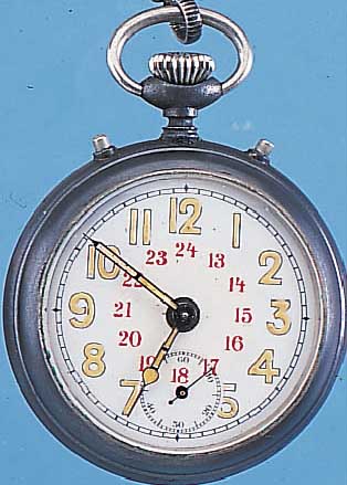 JUNGHANS TASCHENWECKER, REF.-NR. 1031256, DEUTSCHLAND UM 1918, EISEN BRüN., AUFSTELLBAR,EMAILBL. INNEN ROT 12-24, AKUSTIK AUF INNEN- GLOCKE, 7 ...