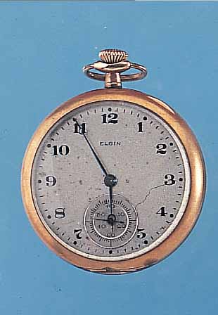 ELGIN HERRENTASCHENUHR G.M. WHEELER, REF.-NR2322713, USA UM 1911, VERS. BLATT FL., KL. SEK. VERT., 17 ST., NICKELANKERWERK, STREIFEN-SCHL., ...