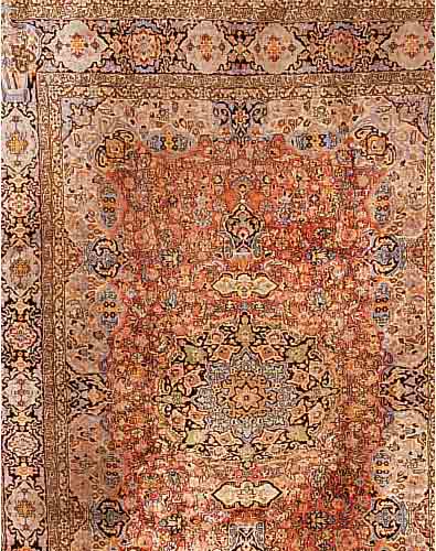 KASHMIR, INDIEN, 340 X 240CM, EHZ 2 FLOR SEIDIG, CA.10 JAHRE, (REINIGUNGSBED.)