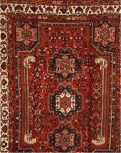GASHGAI, PERSIEN, 300 X 224CM, EHZ 4 WOLLE AUF WOLLE, CA.60 JAHRE, KL.RISS