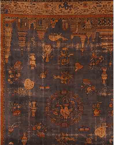 CHINA, 385 X 291CM, EHZ 5 FLOR WOLLE, UM 1900 SELTEN