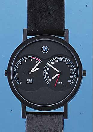 BMW HERRENARMBANDUHR TACHYMETERWATCH, REF.- NR. 9/419/740, SCHWEIZ/DEUTSCHLAND UM 1993, METALLGEH. SCHW. MATT., ORIG.-LEDERB., ETUI, ...