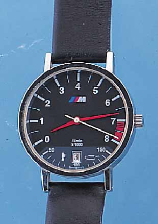BMW DESIGNERHERRENARMBANDUHR DREHZAHLMESSER, REF.-NR. 9/420/053, SCHWEIZ/DEUTSCHLAND 1994, LIMIT. AUFL. 6000 STüCK, ORIG.-ETUI, PAPIERE M. ...