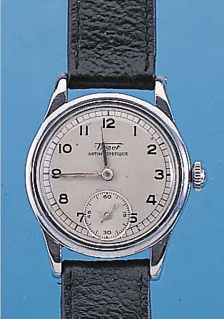 KONVOLUT: 2 TISSOT HERRENARMBANDUHREN, BEIDEEDELST., GESCHR., SCHWEIZ UM 1945, NEUE LEDER-B., BEIDE ANTIMAGNETIC, 1X VERS. BLATT, 1X SCHW. BLATT, ...
