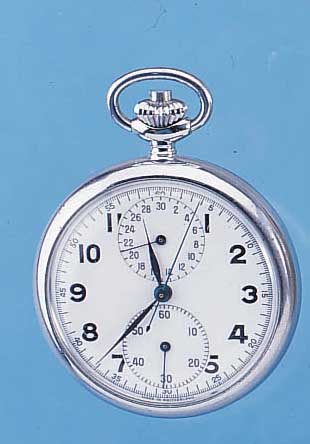 HEUER MILITäRTASCHENCHRONOGRAPH LEPINE, REF.-NR. 176667, SCHWEIZ/SCHWEDEN UM 1950, METALL VERCHR., EMAILBL., 30-MIN.-STOPPZäHLER, GEBL. ...