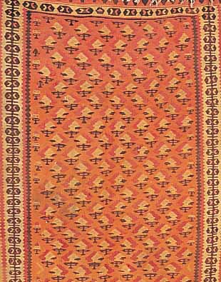 SENNEH-KELIM, PERSIEN, 250 X 140CM, EHZ 3 WOLLE AUF WOLLE, CA.50 JAHRE