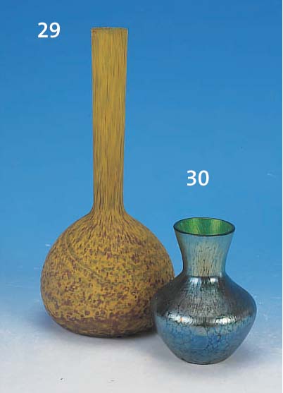 VASE, FRANKREICH, A. DELATTE, 30ER JAHRE, SCHICHTGLAS MIT GELBEM INNENüBERFANG, BRAUNE EINSCHMELZUNGEN, H. CA. 25.5 CM
