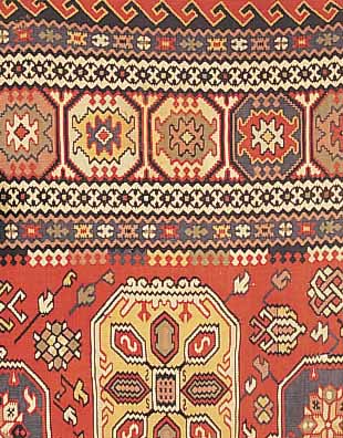 KELIM-BAHN, RUSSLAND, 245 X 74CM, EHZ 4 WOLLE AUF WOLLE, UM 1940, KL.LOCH