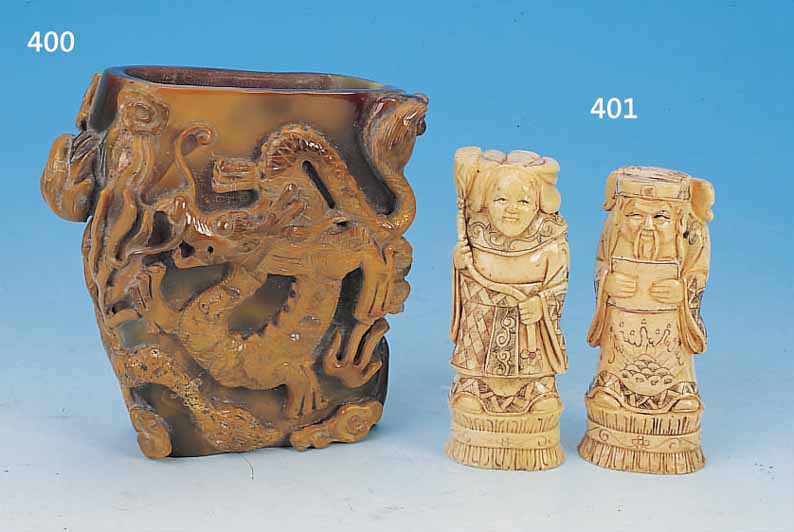 PINSELBECHER, CHINA, 20. JH., ACHAT, REICH GESCHNITTEN, TIEF RELIEFIERTER DRACHENDEKOR, H. CA. 13 CM