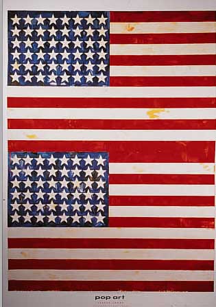 JOHNS, JASPER, DOUBLE FLAG, FARBOFFSET AUF DüNNEM KARTON, PLAKAT ZUR AUSSTELLUNG IN DER ROYAL ACADEMY OF ART LONDON 1991, HANDSIGN. UND DAT., ...