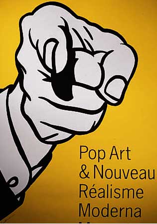 LICHTENSTEIN, ROY, FINGER POINTING, FARBOFF-SET, PLAKAT ZUR AUSSTELLUNG IM MODERNA MUSEET STOCKHOLM 1991, HANDSIGNIERT, CA. 100 X 70 CM