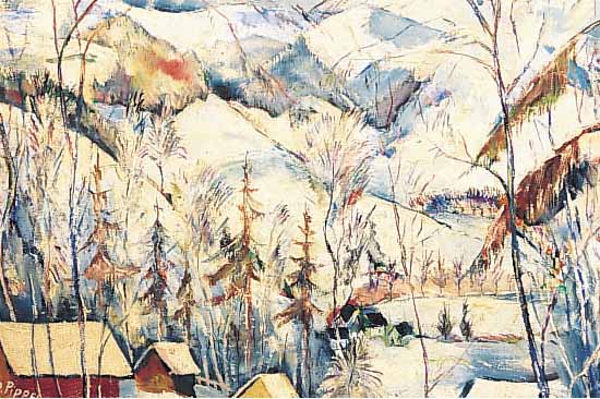 PIPPEL, OTTO EDUARD, 1878 LODZ-1960 PLANEGG, VERSCHNEITE WINTERLANDSHCAFT IM VORGEBIRGE, ÖL/MALKARTON, LI. U. SIGN., CA. 49 X 60 CM, R.