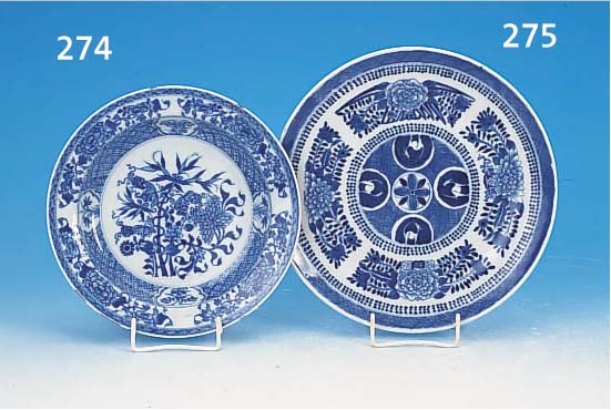 TELLER, CHINA, 19. JH., PORZELLAN, BLAUE BEMALUNG, D. 25 CM, MIN. ALTERSSP.