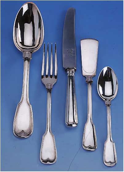 FRüHSTüCKSBESTECK FüR 12 PERSONEN, 800ER SILBER, 60ER JAHRE, MEISTERMARKE AWS = AUGUST WELLNER, SCHWäBISCH-GMüND, BEST. ...