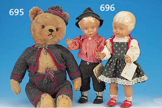 TEDDYBäR, HERRMANN, UM 1955/60, MOHAIR, Z.T. L. BERIEBEN, H. 55 CM