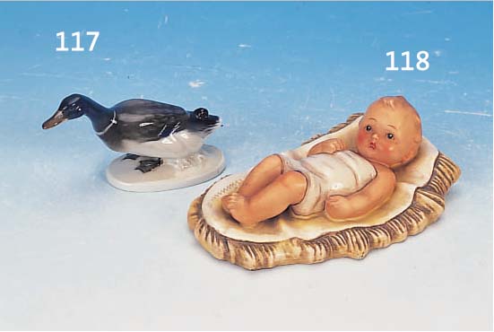 PORZELLANFIGUR, ROSENTHAL, 30/40ER JAHRE, GERMANY KUNSTABTEILUNG SELB, ENTE, SIGNIERT HIMMELSTOß, UNTERGALSURBEMLAUNG, H. 6 CM, L. 12 CM