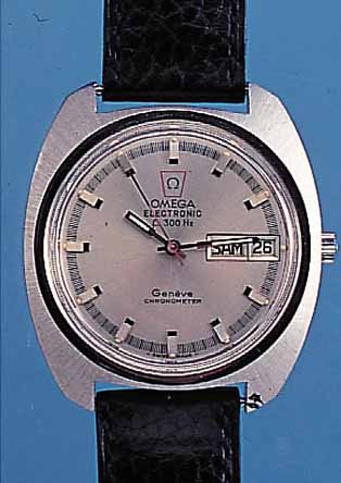 OMEGA HERRENARMBANDUHR ELEKTRONIK/CHRONOMETER, REF.-NR. 1980031, SCHWEIZ UM 1969, EDEL- ST., BODEN GESCHR., ZENTRALSEK., TAG U. DATUM,ELEKTROMECH. ...