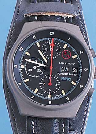 ORFINA ARMBAND/MILITäRCHRONOGRAPH, REF.-NR. 7177/3843, SCHWEIZ UM 1997, EDELST. GRAU MATT.BODEN GESCHR., PORSCHE-DESIGN (MILITARY FüR NATO), ...