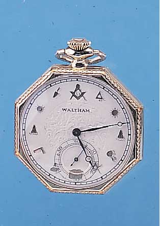 WALTHAM HERRENTASCHENUHR LEPINE, USA UM 1920METALL M. GG-AUFL., RAND 8-FLäCHIG, BODEN U. GLASR. GEDR., BLATT REST., STD.-ZEICHEN NACH- TR. M. ...