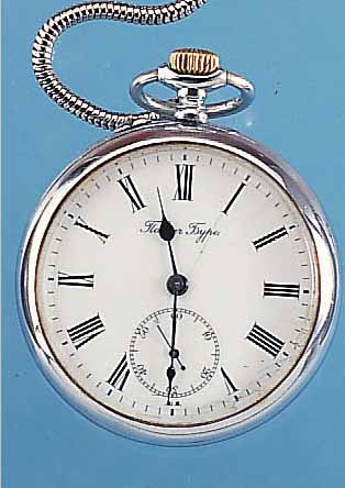 PAVEL BURE HERRENTASCHENUHR LEPINE, REF.-NR.294272, SCHWEIZ/RUSSLAND UM 1912, NICKEL VERCHR., ORIG.-EMAILBL. SIGN. FEINHAARR., ZEIGER ...