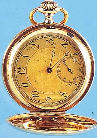 KLYTIA HERRENTASCHENUHR SAVONETTE, REF.-NR. 207319, SCHWEIZ UM 1912, ROSE-G. 585/000, 2- FARB. VERG. BLATT FL., ZEIGERSTELLSCHIEBER IN-NEN 4, ...