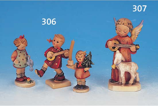SKULPTUR, HUMMEL, 30ER JAHRE, STEINGUT, ENGEL MIT SCHäFCHEN, 83, H. 14.5 CM