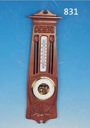 BAROMETER, JUGENDSTIL, FA. HAUBER, KAMMER- LIEFERANT INNSBRUCK, MAHAGONIRAHMEN GE- SCHNITZT, SEHR DEKORATIV, H. 60 CM