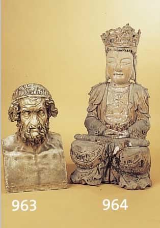 SKULPTUR, UM 1900, HOMERBüSTE, AN DER NASE RESTAURIERT, UNSIGN., 58 X 34 X 25 CM