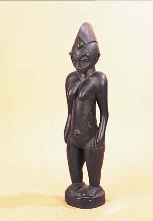GROßE AHNENFIGUR, NIGERIA, 2. HäLFTE 20. JH., HOLZ GESCHNITZT, H. 88 CM, AM SOCKEL KL. AUSBRUCH