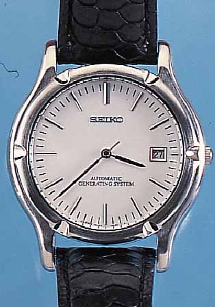 SEIKO HERRENARMBANDUHR, A.G.S.365937, JAPAN UM 1997, EDELST. TEILW. POL., TEILW. SATIN., SAPHIRFLACHGL., BODEN GESCHR., UNGETR.LAGERW., ...