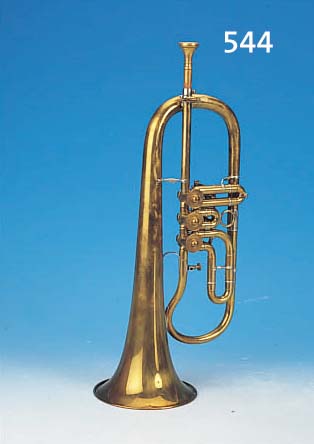 CORNETT, MESSING, IM ORIG. KOFFER, OHNE MARKE, FUNKTION NICHT GEPRüFT, H. 48 CM, MIT NOTENHALTERUNG