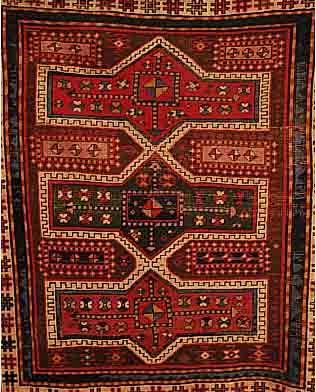 KAZAK, RUSSLAND, 130 X 117CM, EHZ 4 WOLLE AUF WOLLE, UM 1910