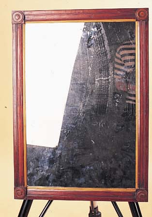 SPIEGEL, DEUTSCH, 19. JH., NUßBAUM MASSIV, GLAS ERGäNZT, 68 X 48 CM