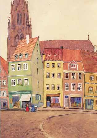BOHLMANN, E., AMERIKANISCHER MALER, LEBTE IN ESSEN, ANSICHT IN ESSEN, GOUACHE AUF PAPIER,RE. U. SIGN. UND DAT. 1922, CA. 36,5 X 27 CM, U.GL., R.